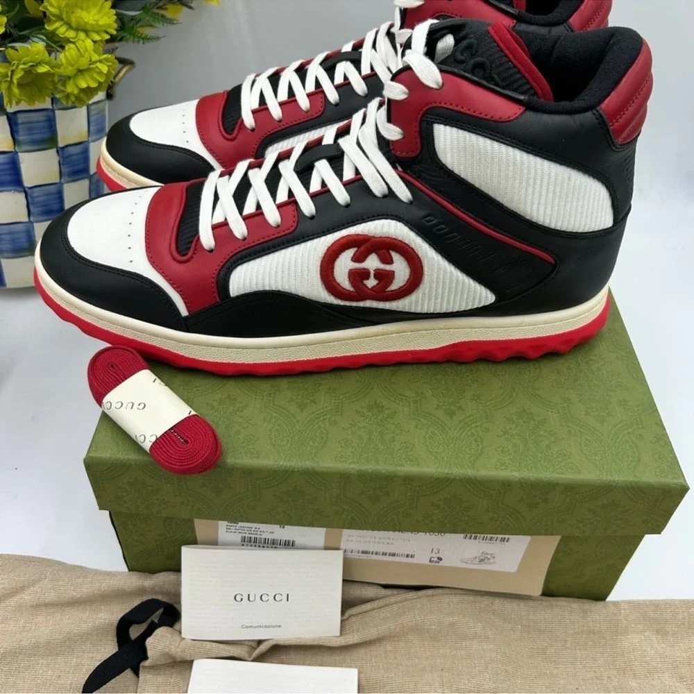 Men’s Gucci Mac 80 high top leather sneakers size 13 made in Italy.